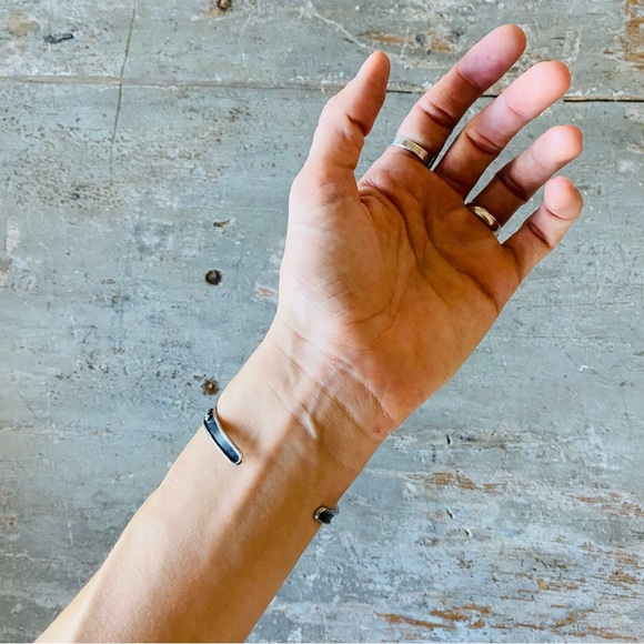 ♥️ Native American ♥️ Vintage Sterling Silver & Turquoise Stacker Cuff - Picture 4 of 16